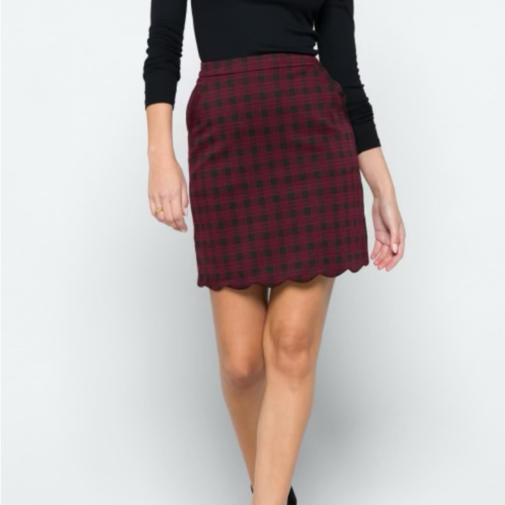 Skies Are Blue Red and Black Mini Pencil Skirt